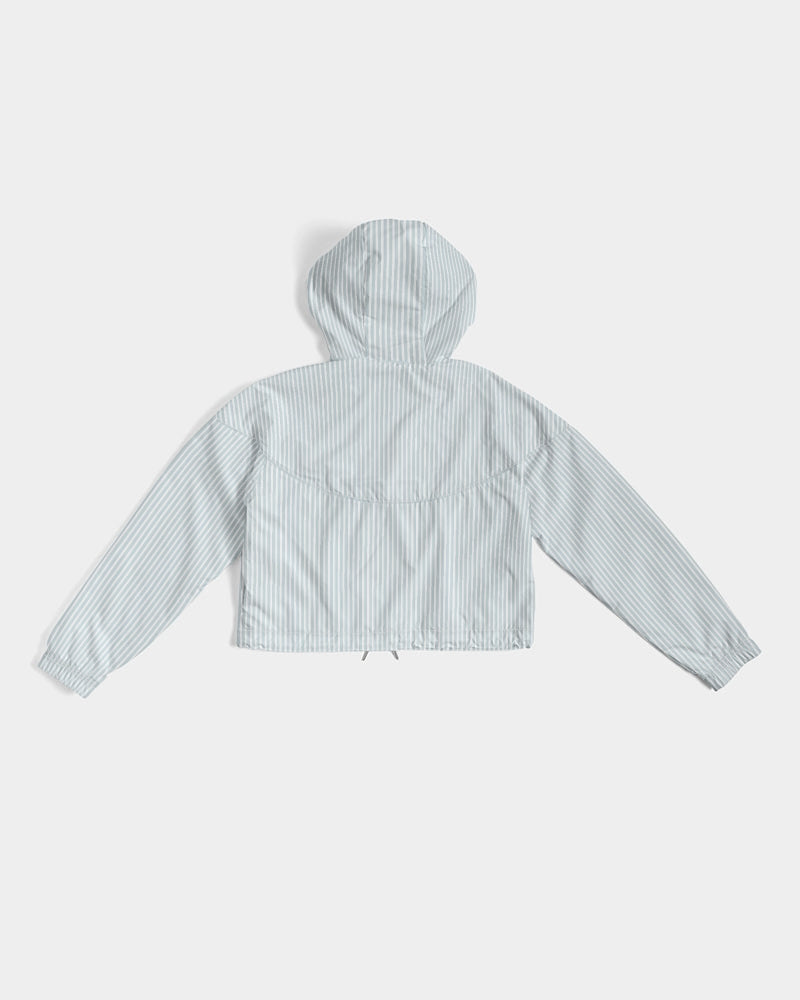 blue stripe Women's All-Over Print Cropped Windbreaker
