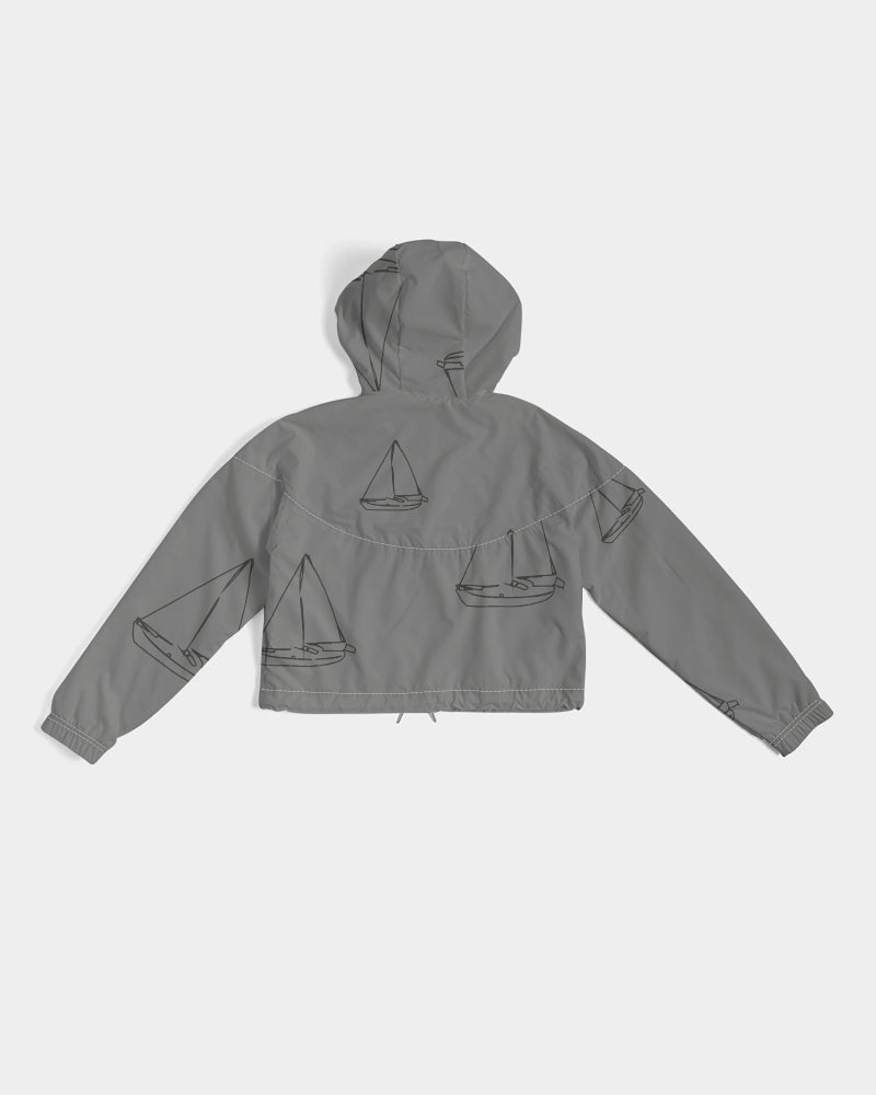 grey boat Women's All-Over Print Cropped Windbreaker