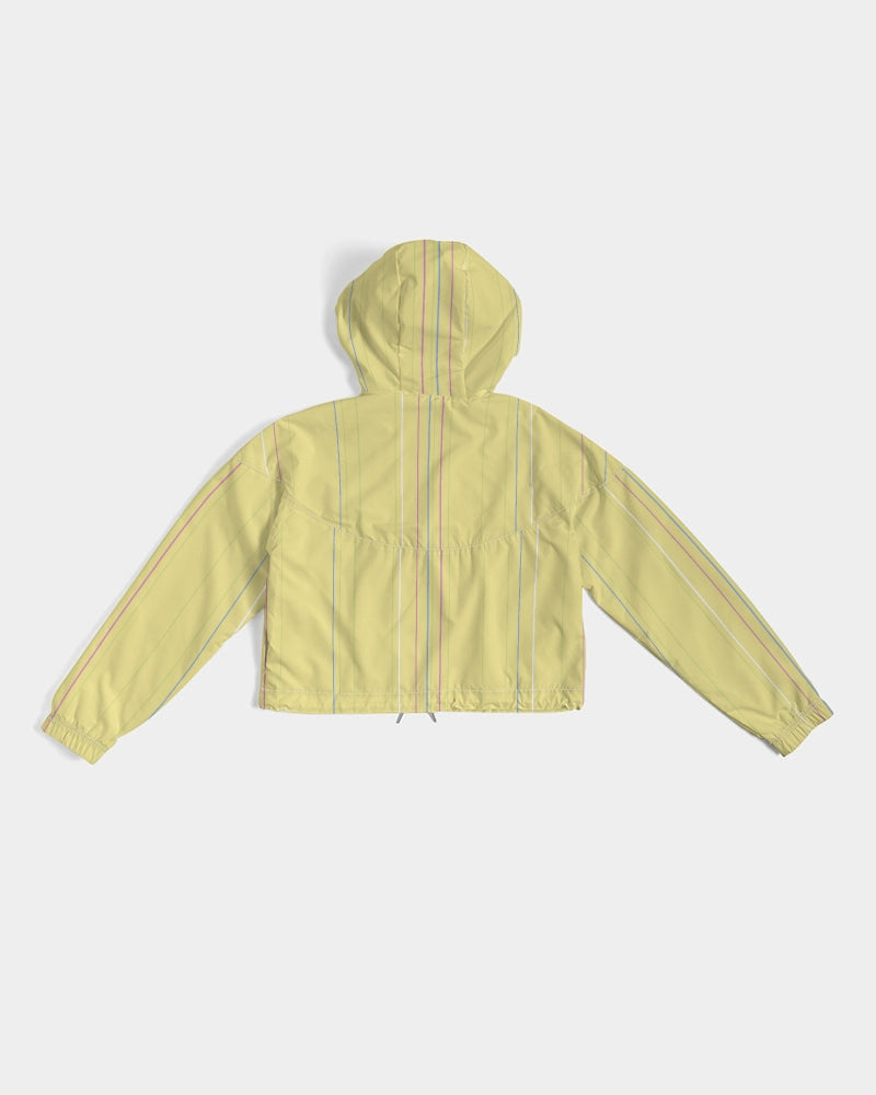 yellow stripes Women's All-Over Print Cropped Windbreaker