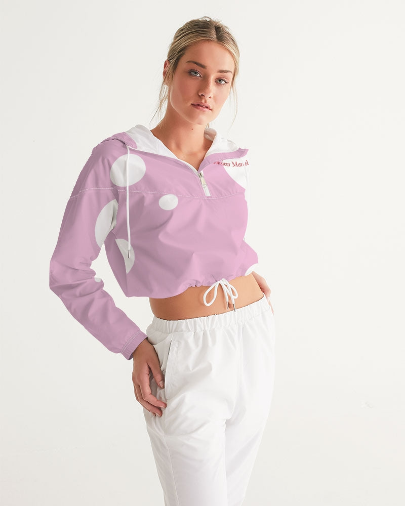 Pink dot Women's All-Over Print Cropped Windbreaker