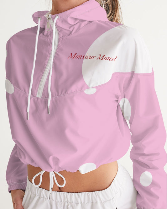 Pink dot Women's All-Over Print Cropped Windbreaker