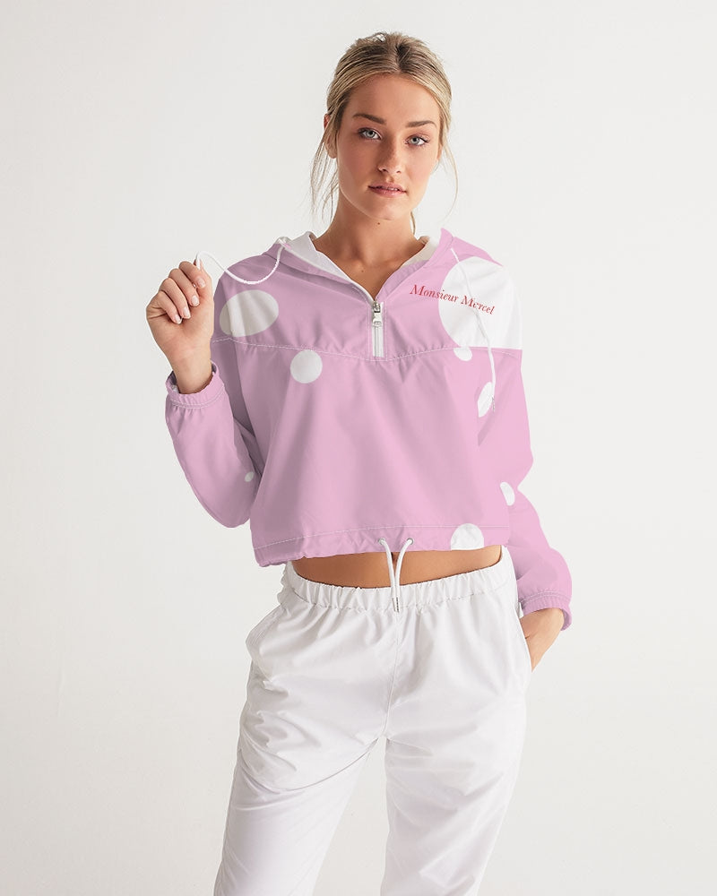 Pink dot Women's All-Over Print Cropped Windbreaker