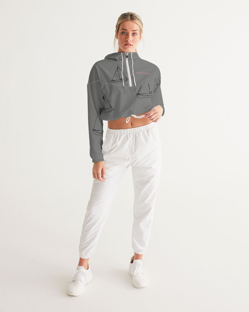grey boat Women's All-Over Print Cropped Windbreaker