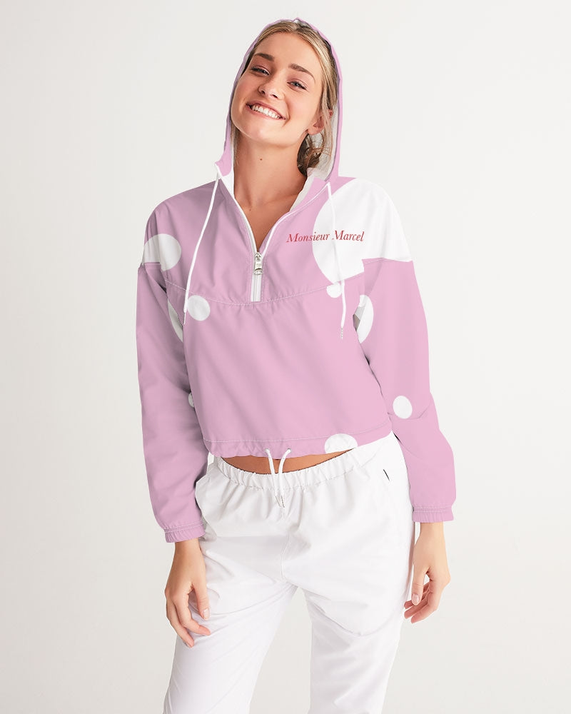 Pink dot Women's All-Over Print Cropped Windbreaker